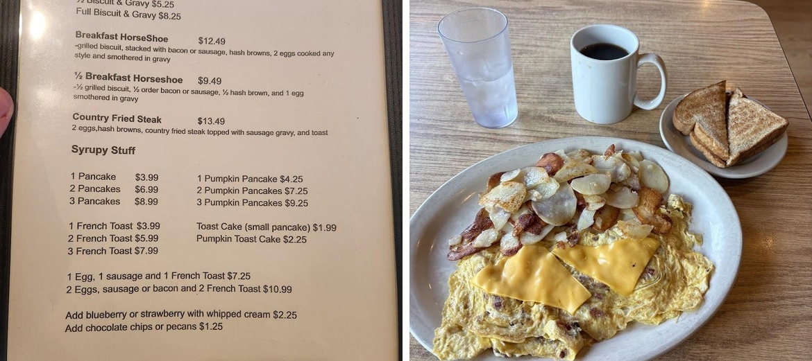 Aunt Ginny's Cafe Menu